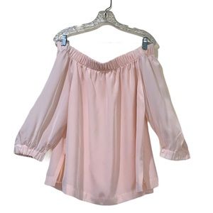 Babaton off the shoulder top in a blush pink sz M